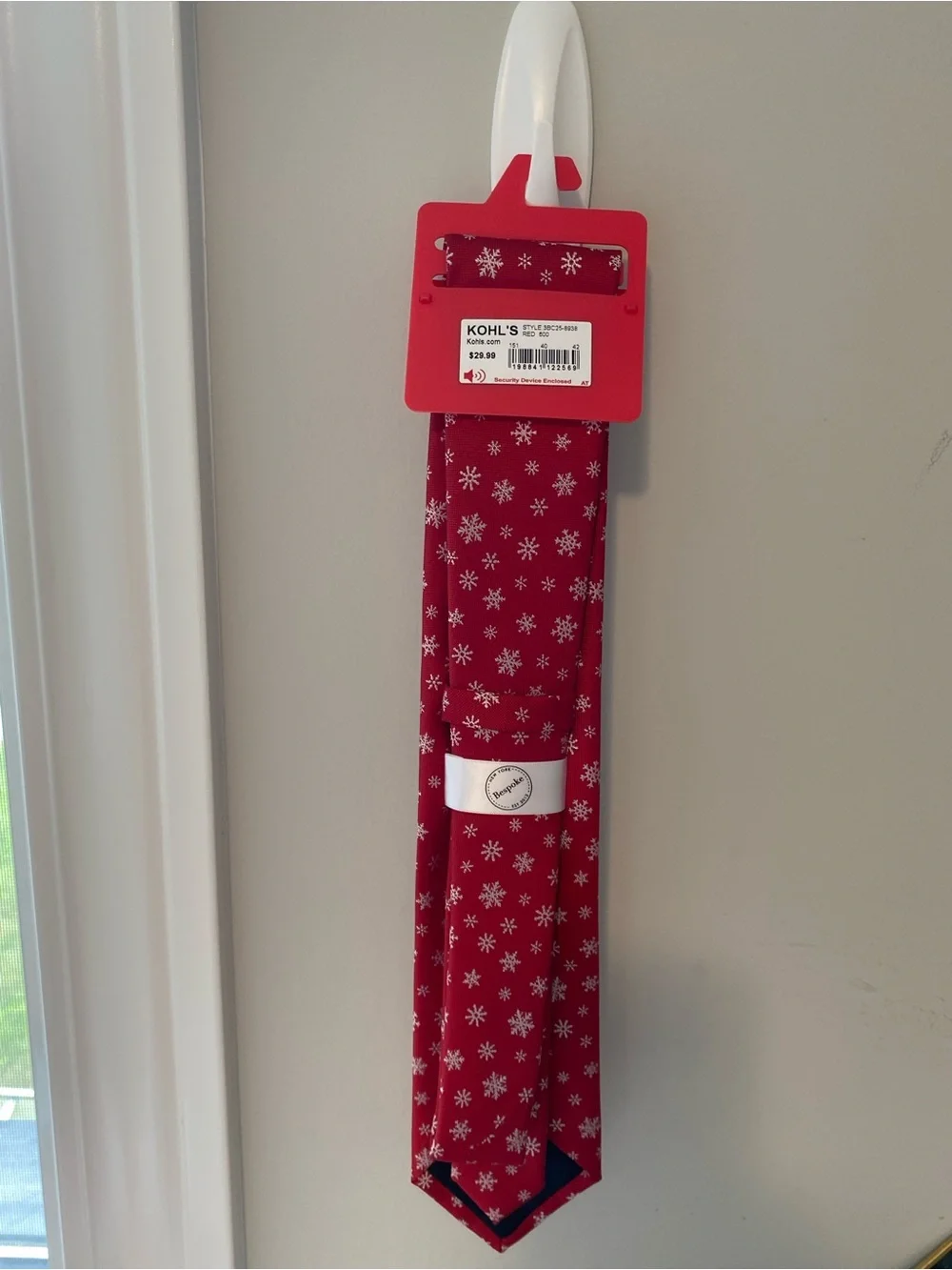 Bespoke Red Tie with White Snowflake Pattern